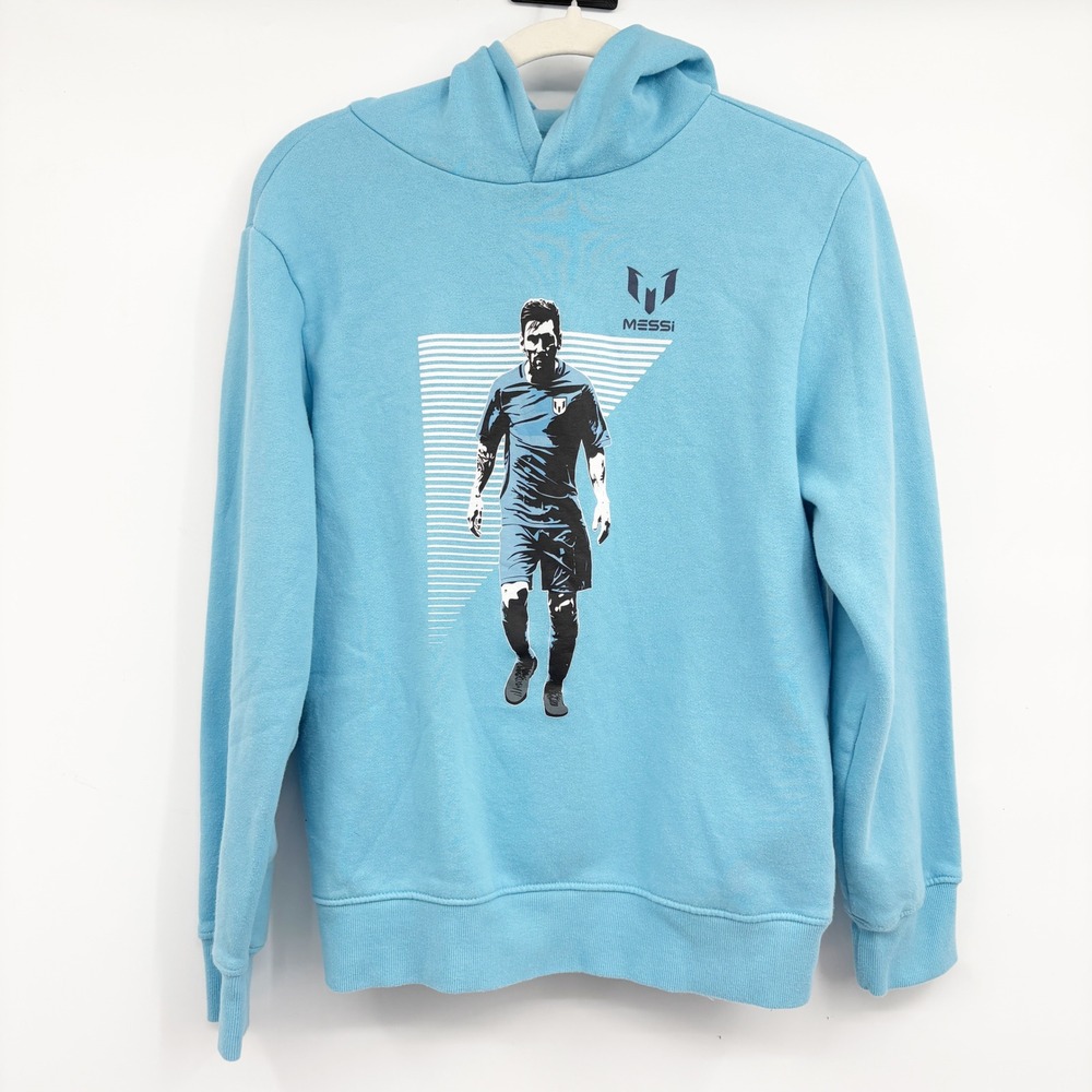 Messi Collection Kids Blue Graphic Sporty Soccer FIFA Pullover Hoodie Size XL